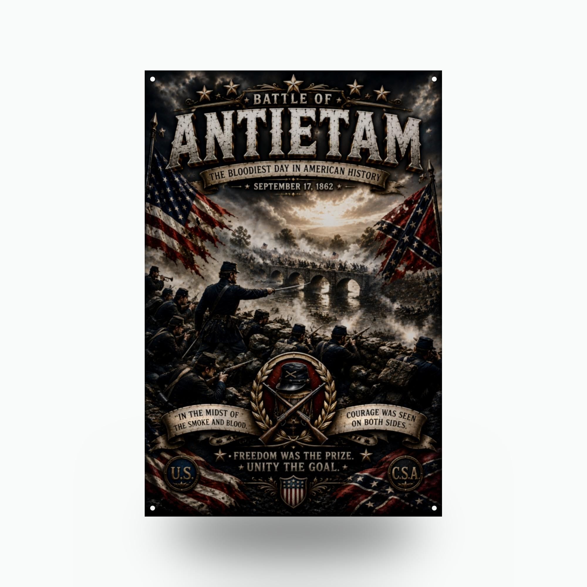 Battle of Antietam Patriotic Metal Sign Aluminum Sign — front view on white background