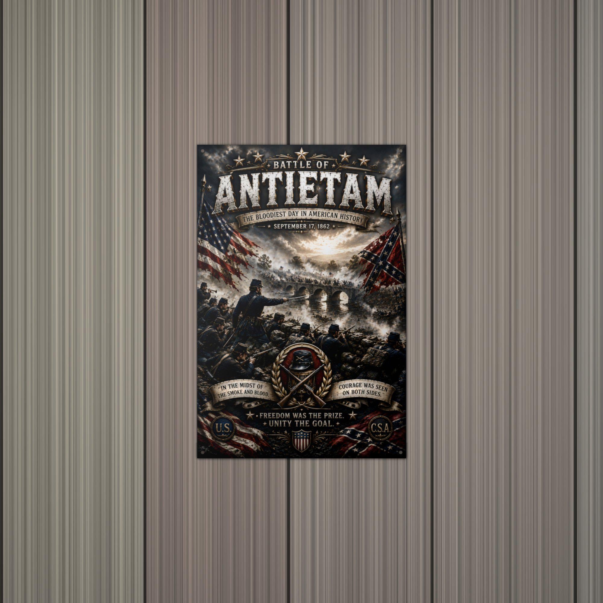 Battle of Antietam Patriotic Metal Sign Aluminum Sign — lifestyle setting