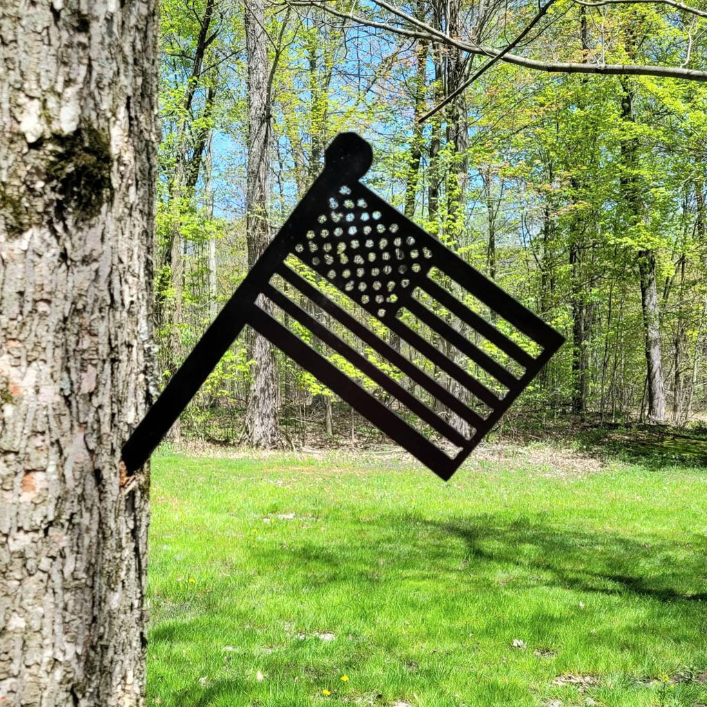 American Flag Metal Garden Stake Metal Garden Stake — front view on white background