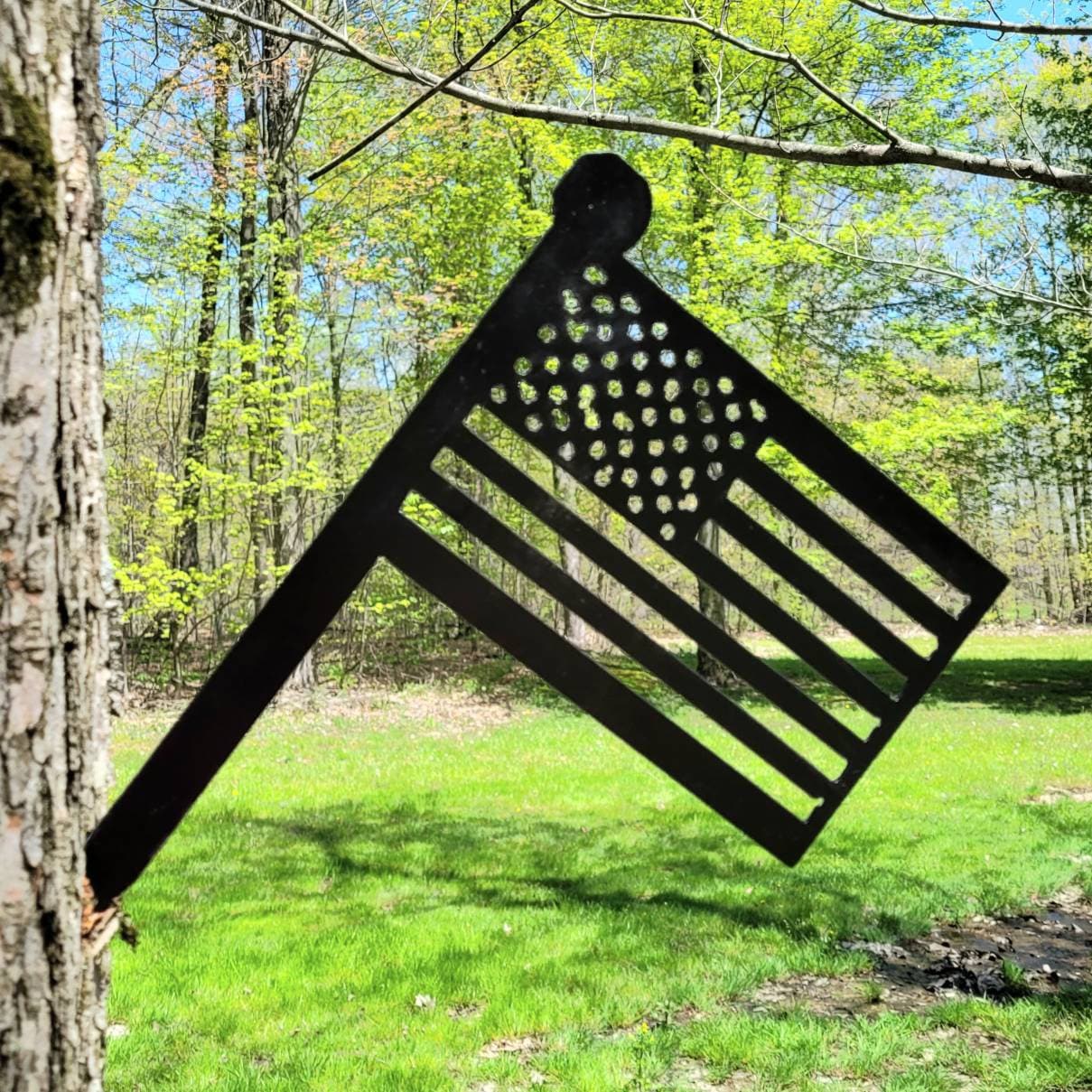 American Flag Metal Garden Stake Metal Garden Stake — lifestyle setting