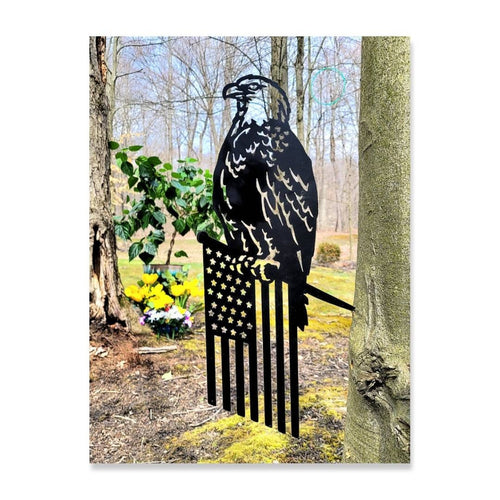 Eagle Flag Metal Garden Stake Metal Garden Stake — front view on white background