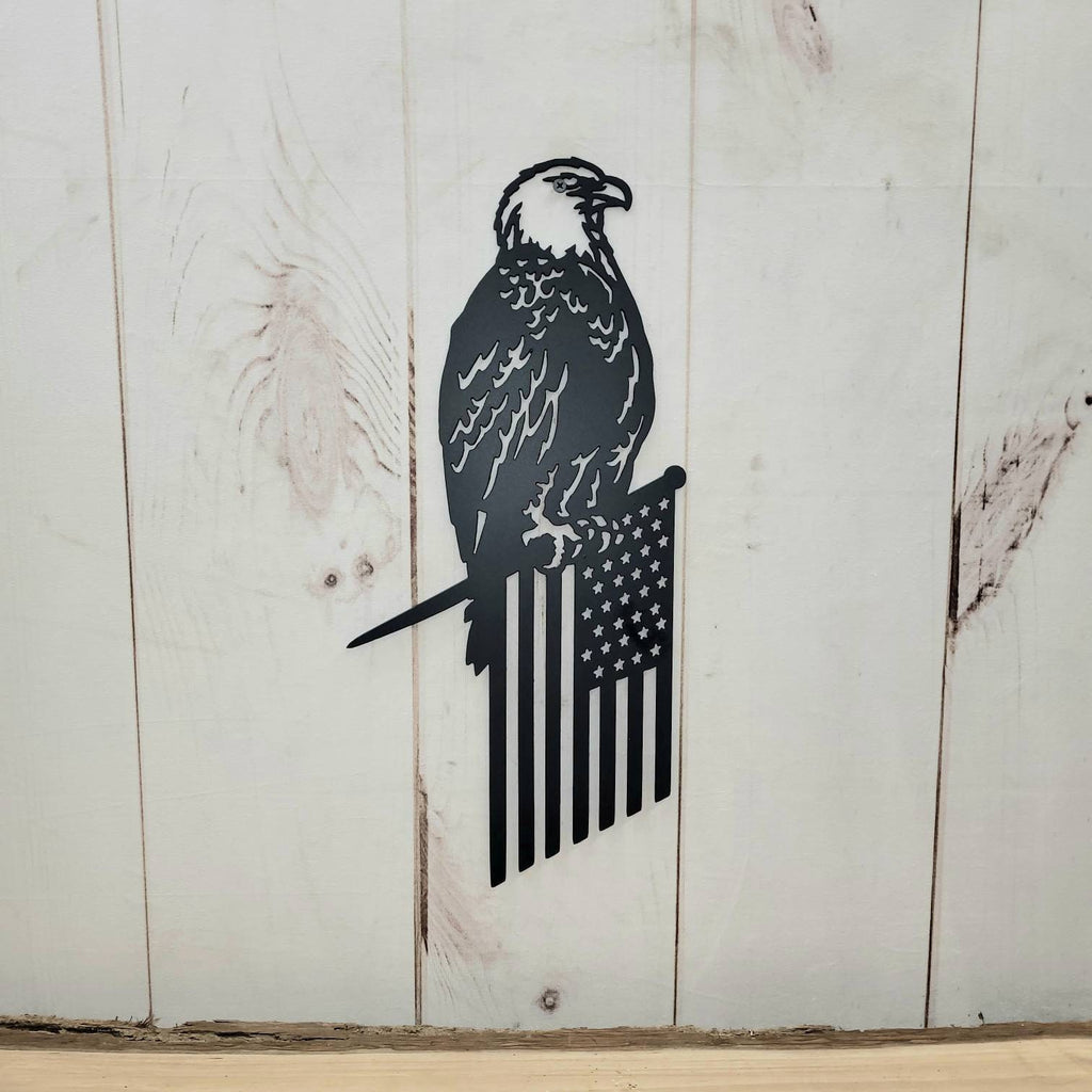 Eagle Flag Metal Garden Stake Metal Garden Stake — lifestyle setting