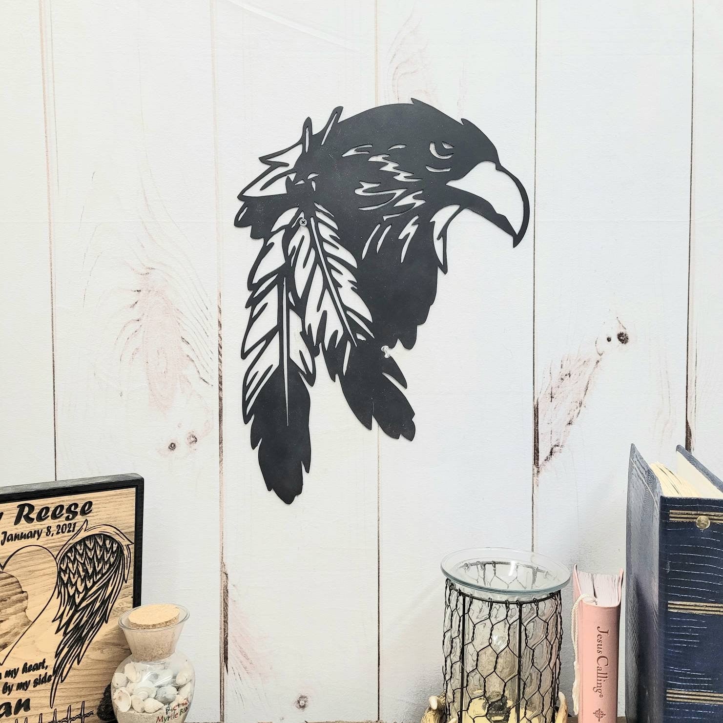 Bald Eagle Patriotic Metal Sign Aluminum Sign — lifestyle setting
