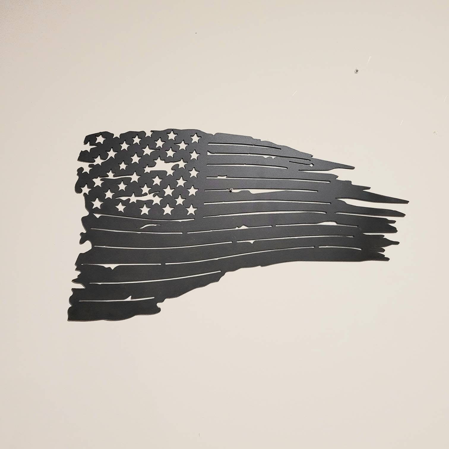 Distressed US Flag Patriotic Metal Sign Aluminum Sign — front view on white background