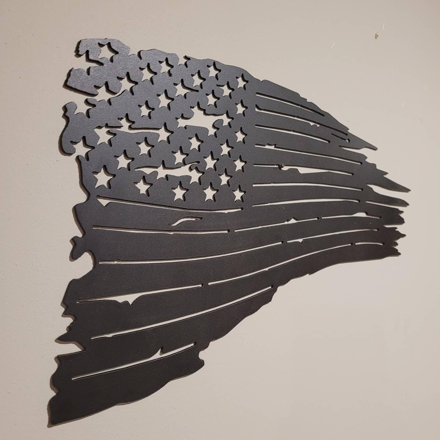 Distressed US Flag Patriotic Metal Sign Aluminum Sign — detail view