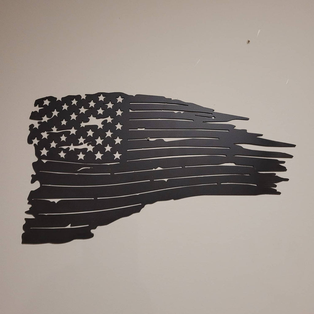 Distressed US Flag Patriotic Metal Sign Aluminum Sign — alternate angle