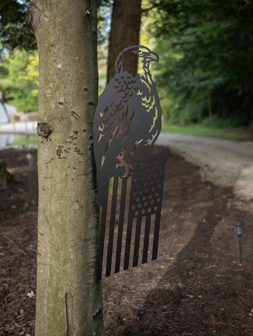 Eagle American Flag Garden Stake Metal Garden Stake — alternate angle