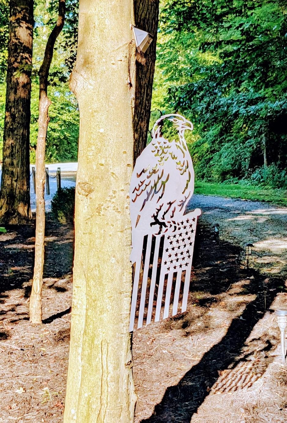 Eagle American Flag Garden Stake Metal Garden Stake — alternate angle