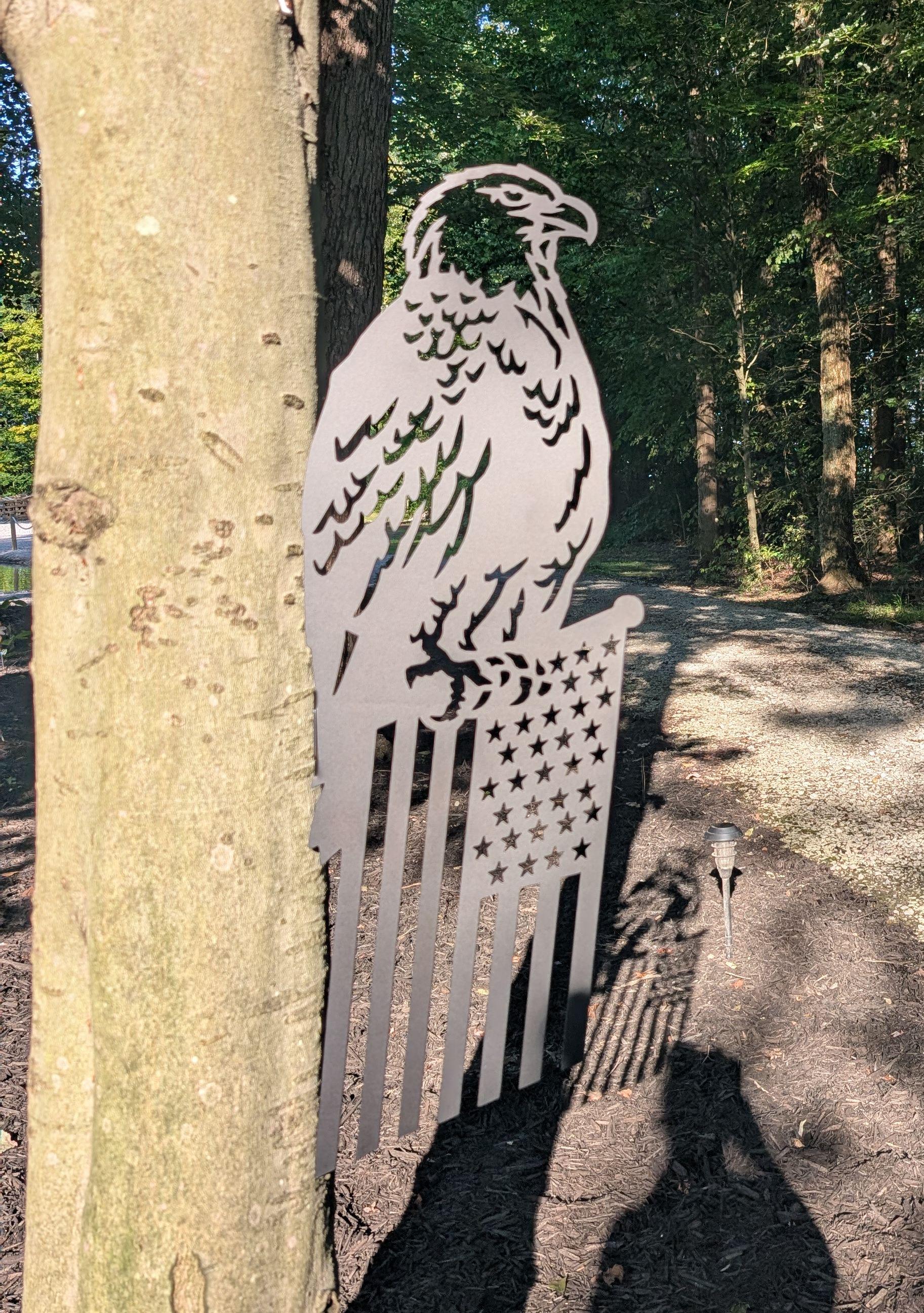 Eagle American Flag Garden Stake Metal Garden Stake — alternate angle