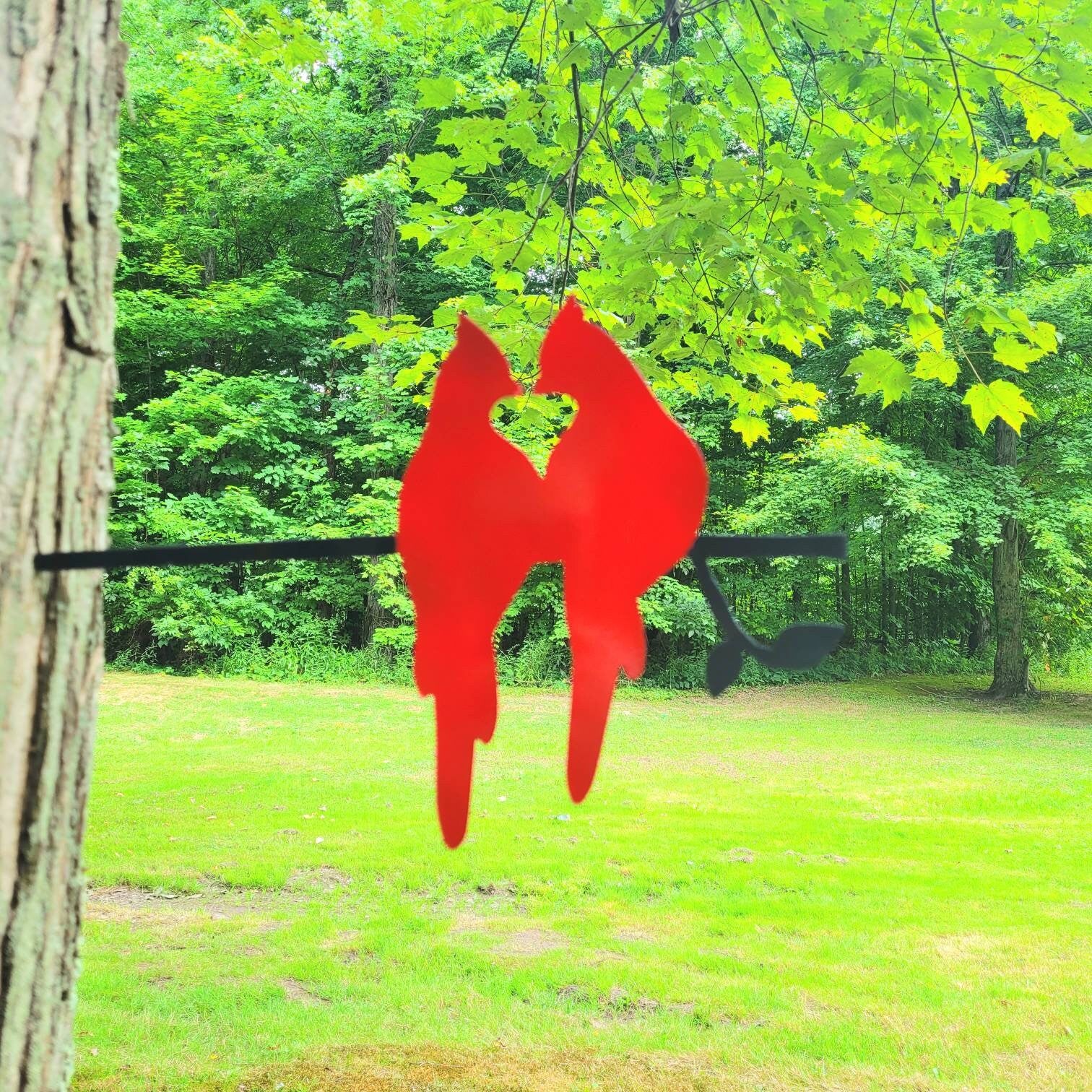 Cardinal Pair Metal Garden Stake Metal Garden Stake — detail view