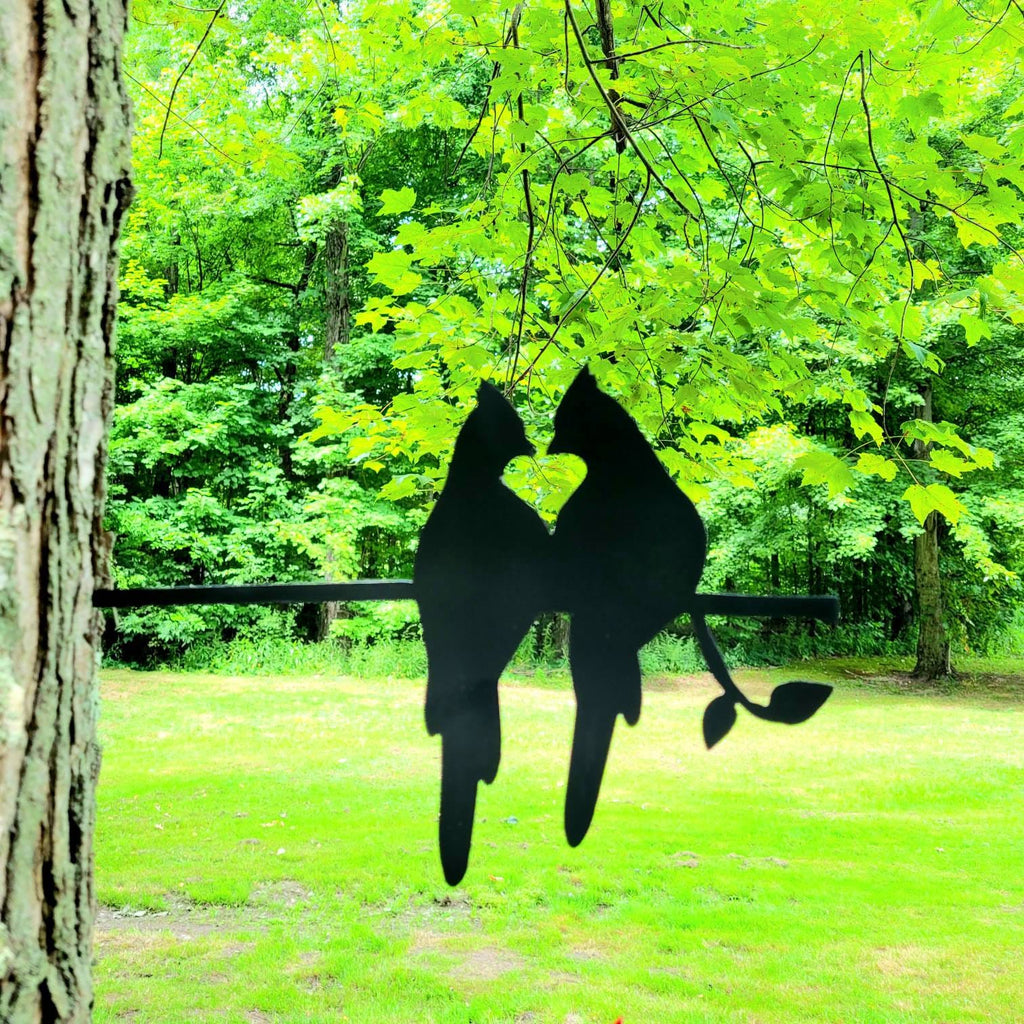 Cardinal Pair Metal Garden Stake Metal Garden Stake — alternate angle