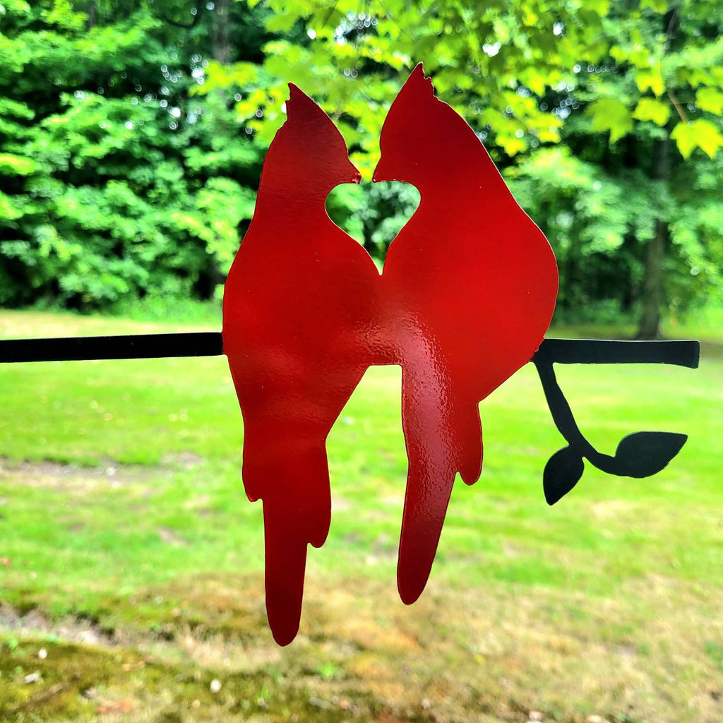 Cardinal Pair Metal Garden Stake Metal Garden Stake — alternate angle