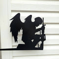 Fallen Soldier Angel Garden Stake Metal Garden Stake — front view on white background