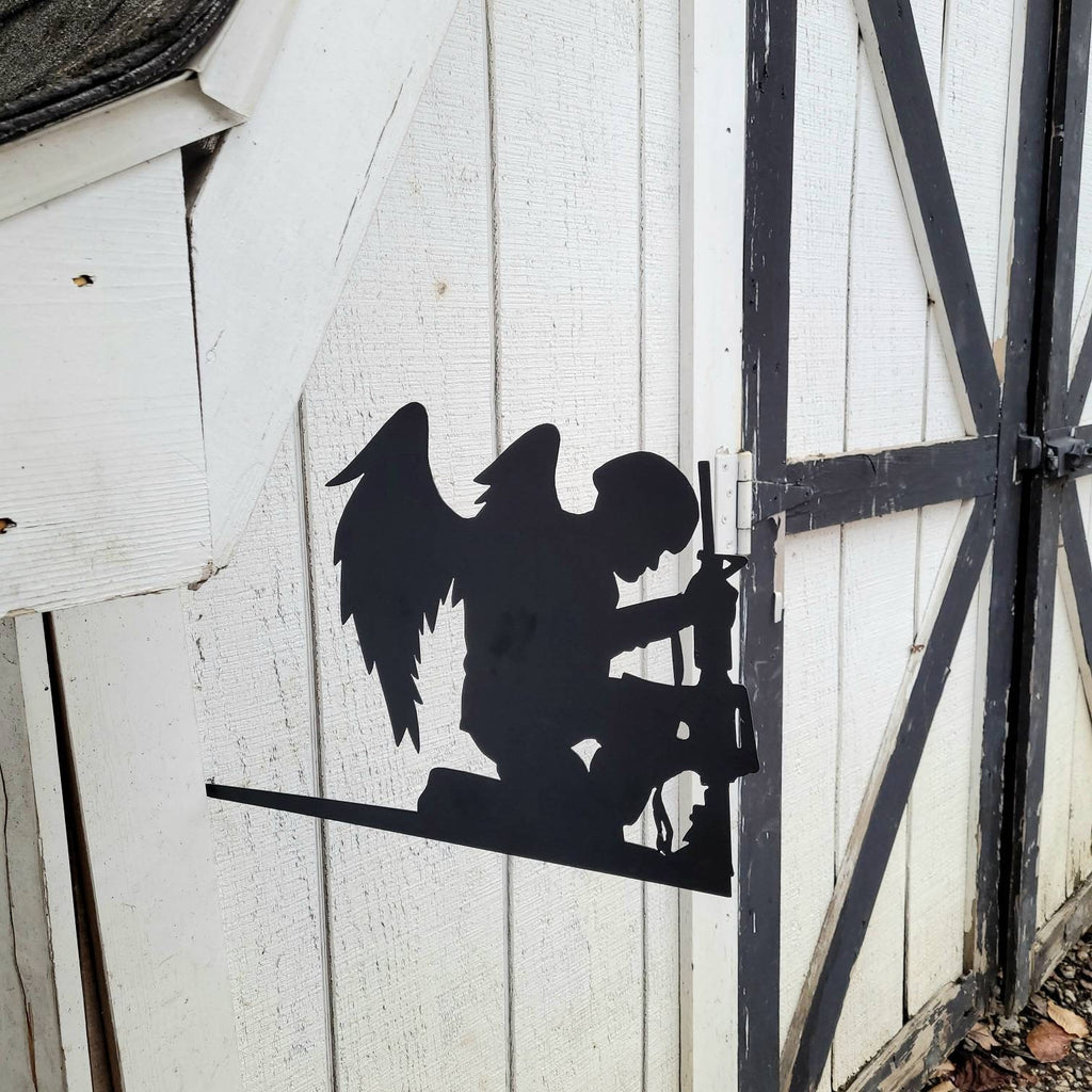 Fallen Soldier Angel Garden Stake Metal Garden Stake — alternate angle