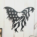 Distressed American Flag Eagle Patriotic Meta Aluminum Sign — front view on white background