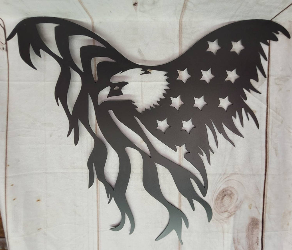Distressed American Flag Eagle Patriotic Meta Aluminum Sign — detail view