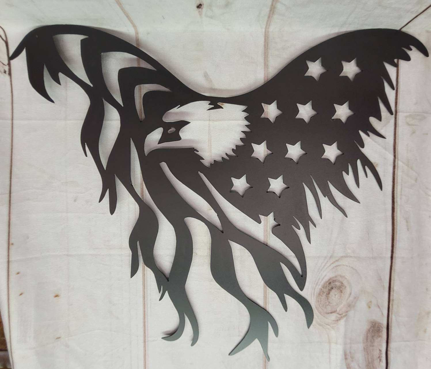 Distressed American Flag Eagle Patriotic Meta Aluminum Sign — detail view