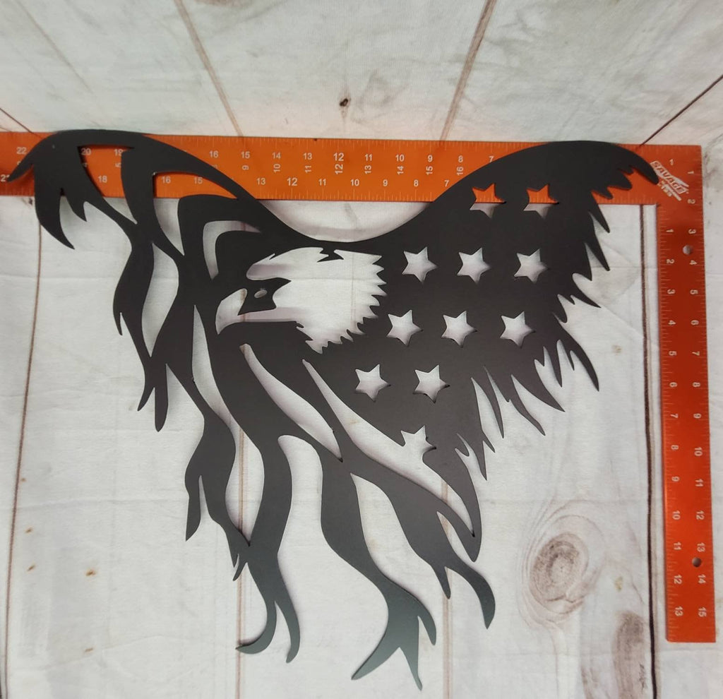 Distressed American Flag Eagle Patriotic Meta Aluminum Sign — alternate angle