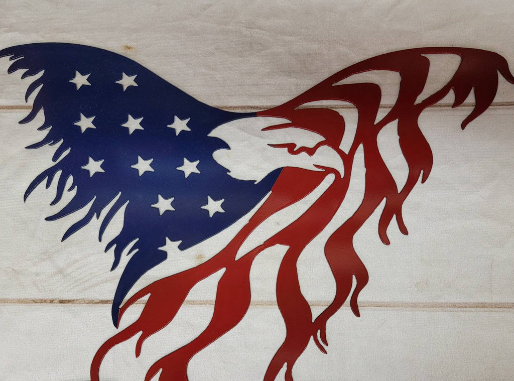 Distressed American Flag Eagle Patriotic Meta Aluminum Sign — alternate angle