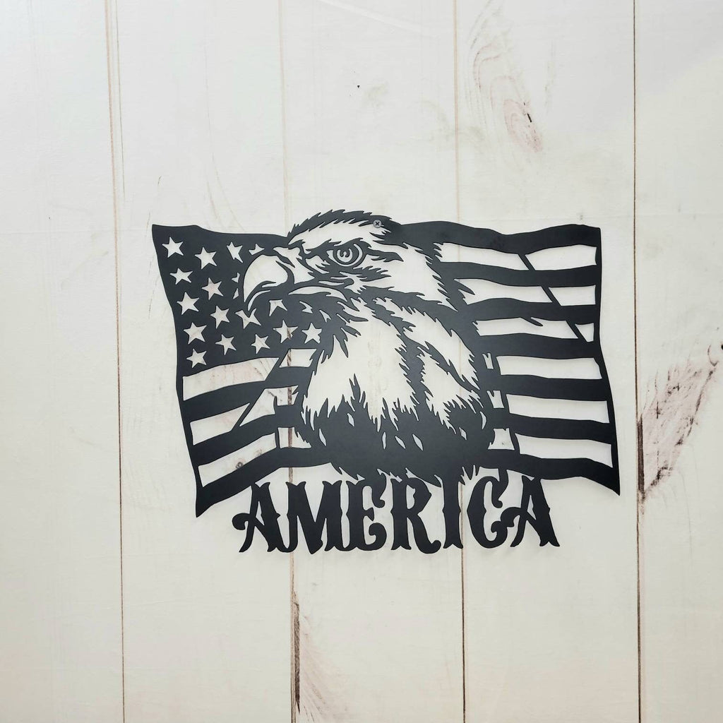 American Eagle Flag Patriotic Metal Sign Aluminum Sign — lifestyle setting
