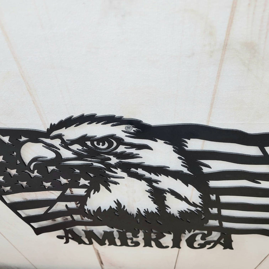 American Eagle Flag Patriotic Metal Sign Aluminum Sign — detail view