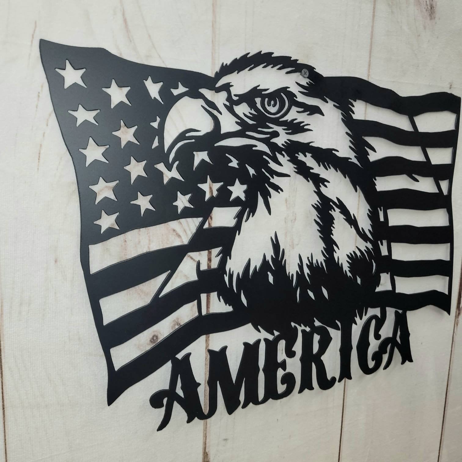 American Eagle Flag Patriotic Metal Sign Aluminum Sign — alternate angle
