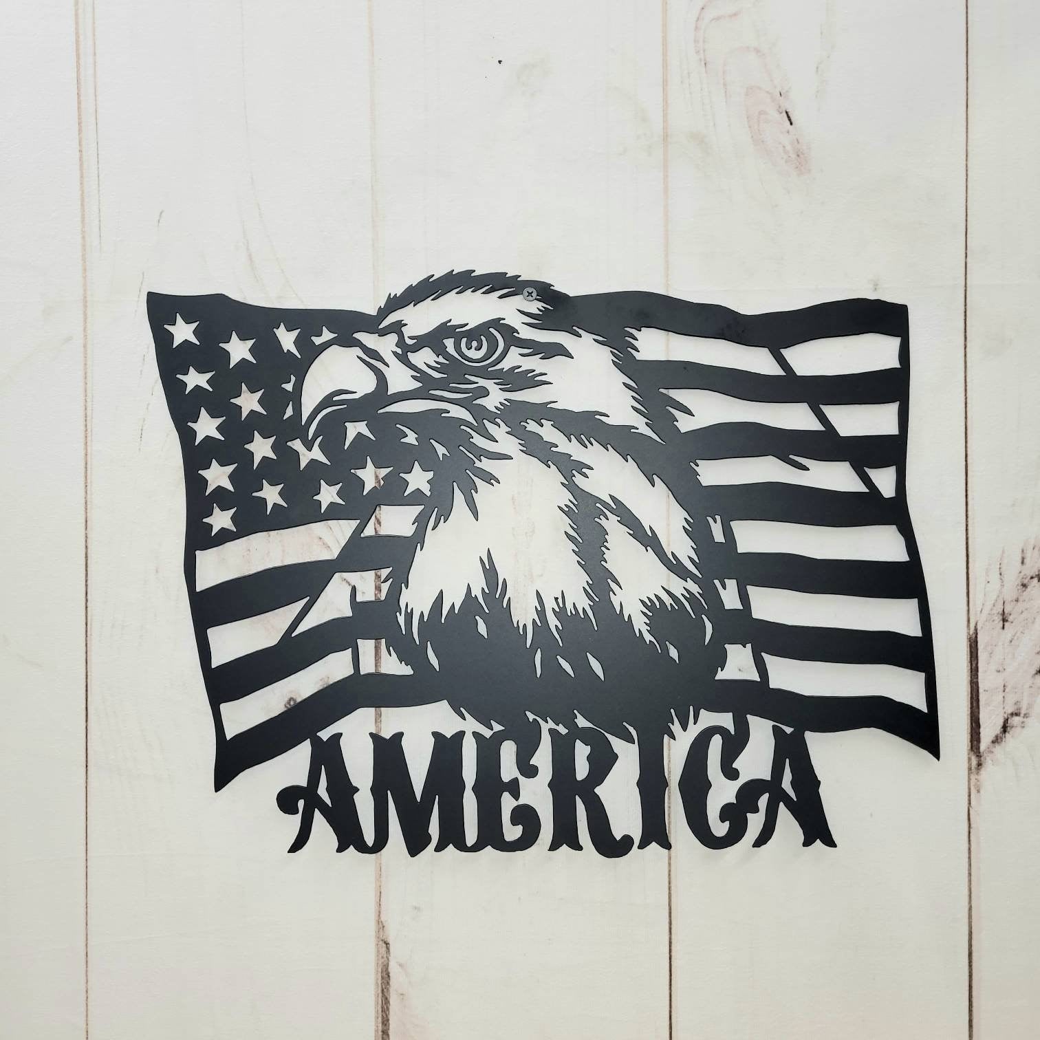 American Eagle Flag Patriotic Metal Sign Aluminum Sign — alternate angle