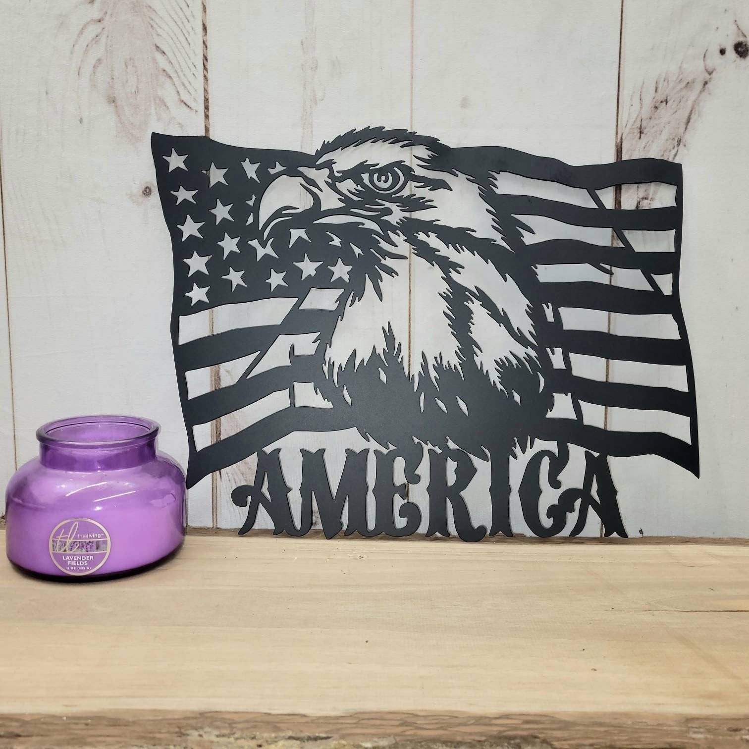 American Eagle Flag Patriotic Metal Sign Aluminum Sign — alternate angle
