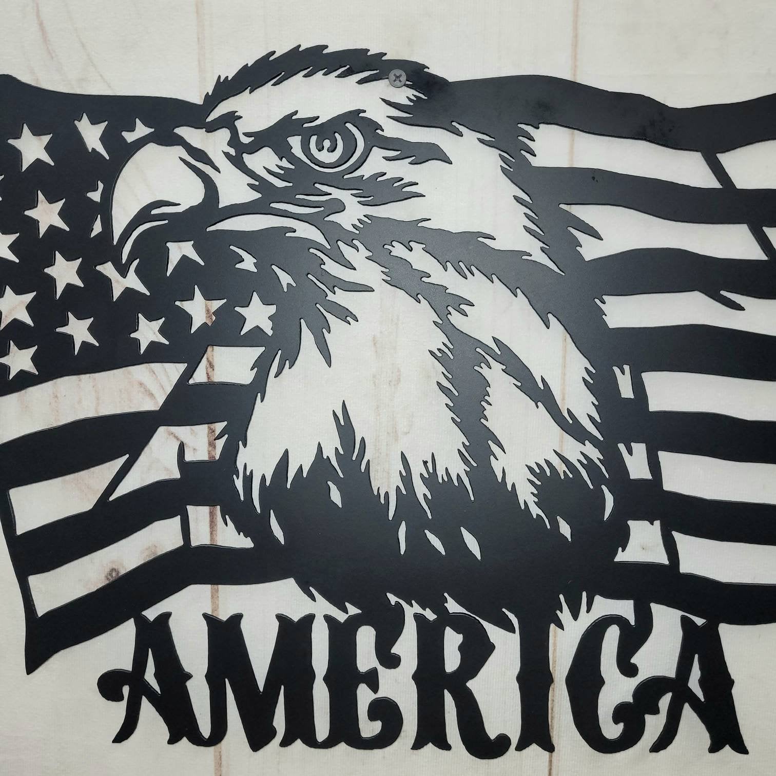 American Eagle Flag Patriotic Metal Sign Aluminum Sign — alternate angle