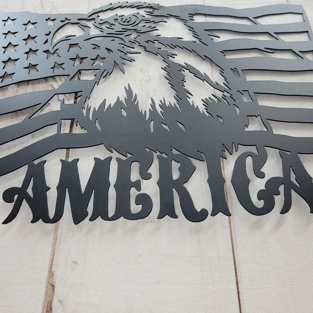 American Eagle Flag Patriotic Metal Sign Aluminum Sign — alternate angle