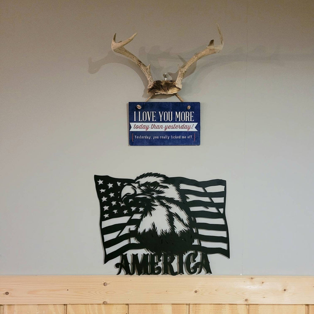 American Eagle Flag Patriotic Metal Sign Aluminum Sign — alternate angle