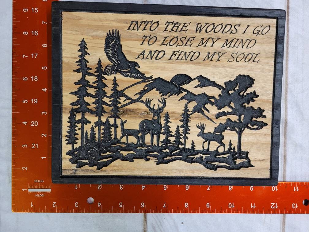 Nature Scene Wood Sign: Carved Deer Wood Sign — lifestyle setting