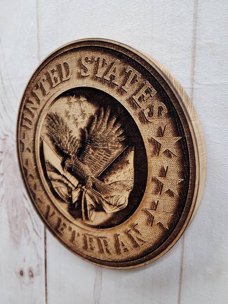 Laser Engraved US Veteran Wooden Wall Decor Wood Sign — lifestyle setting