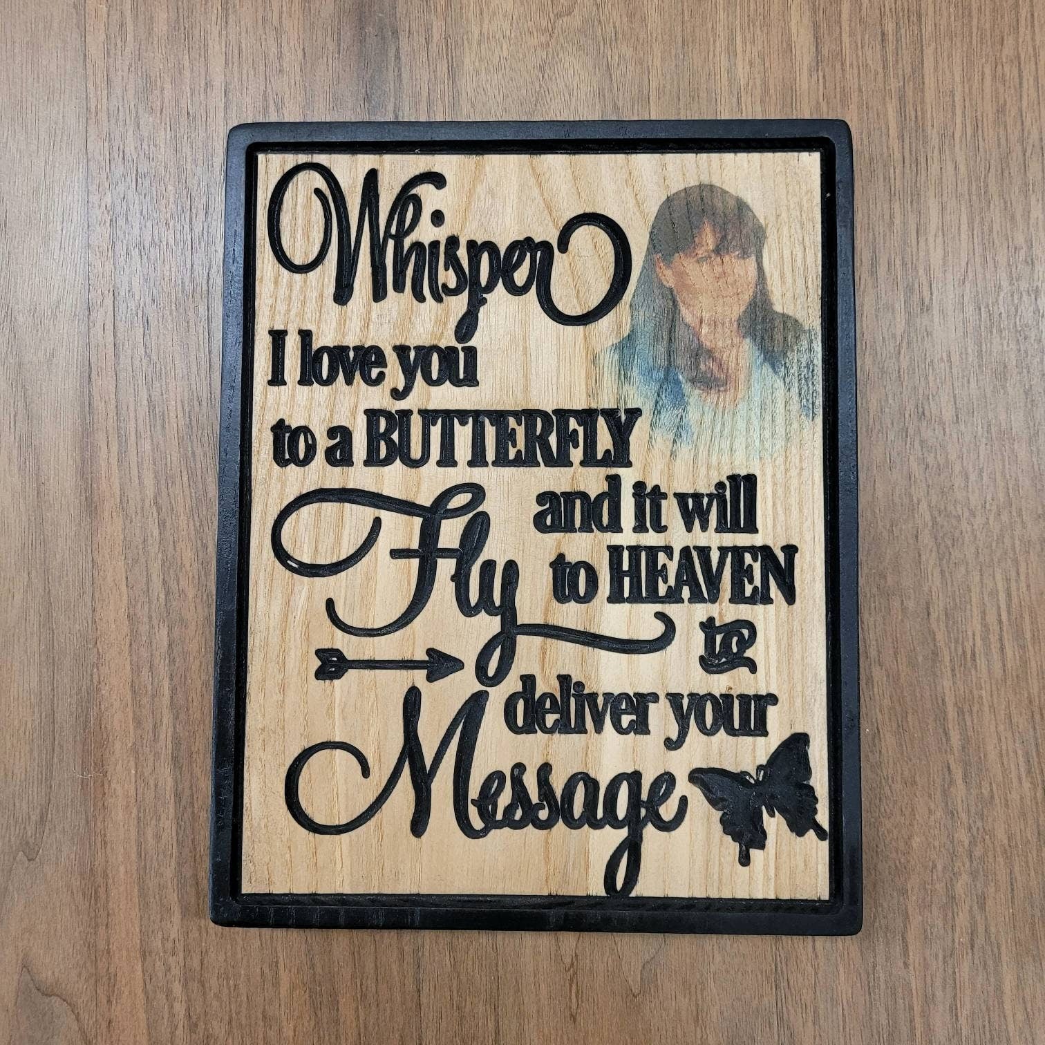 Personalized Memorial Plaque Wood Sign — front view on white background