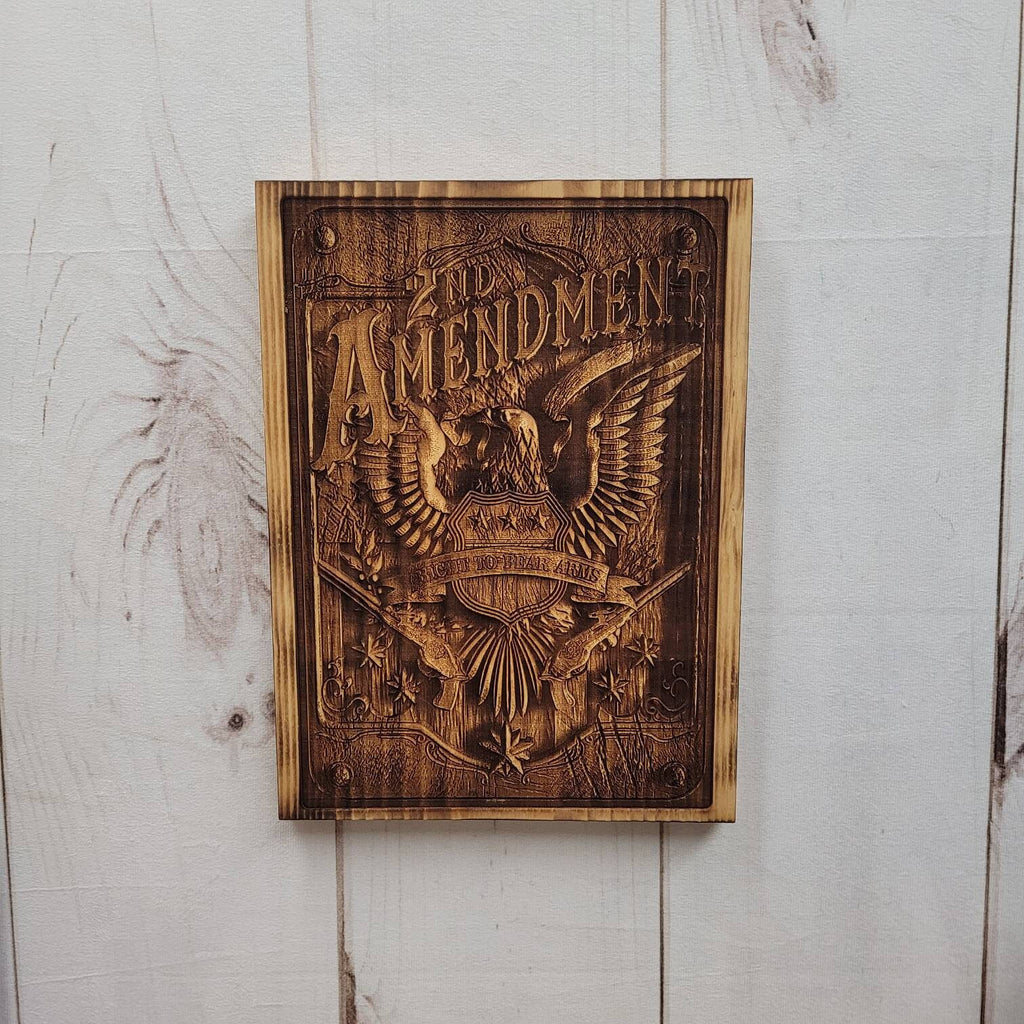 2nd Amendment Laser Engraved Pine Wood Wall A Wood Sign — lifestyle setting