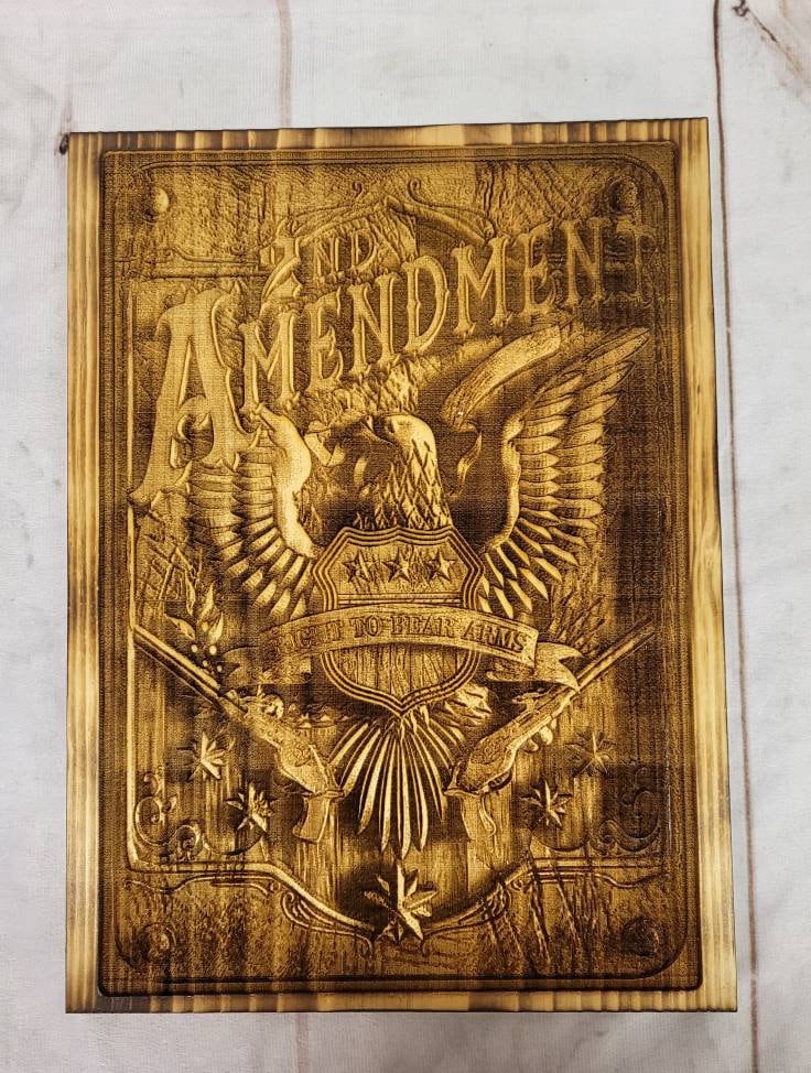 2nd Amendment Laser Engraved Pine Wood Wall A Wood Sign — alternate angle
