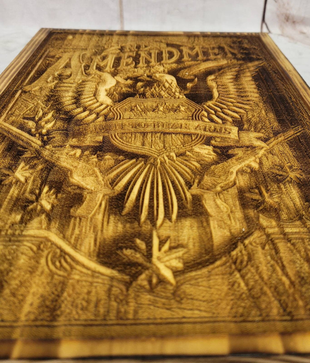 2nd Amendment Laser Engraved Pine Wood Wall A Wood Sign — alternate angle