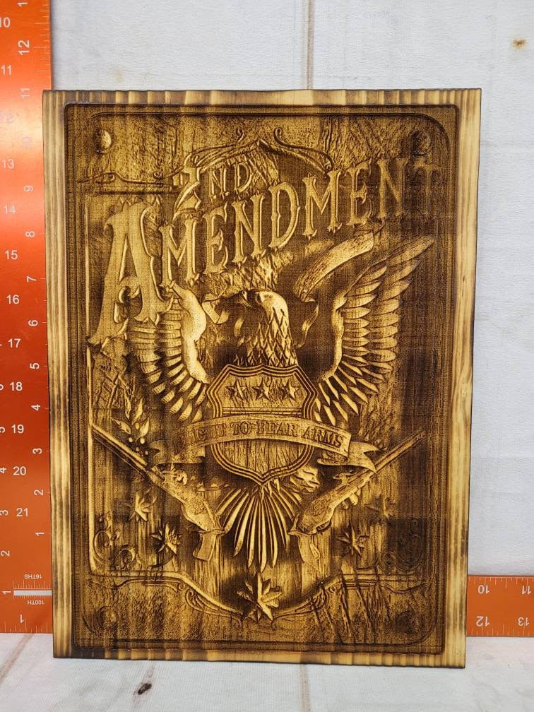 2nd Amendment Laser Engraved Pine Wood Wall A Wood Sign — alternate angle