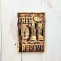 Laser Engraved Patriotic Wood Sign: Land of t Wood Sign — front view on white background