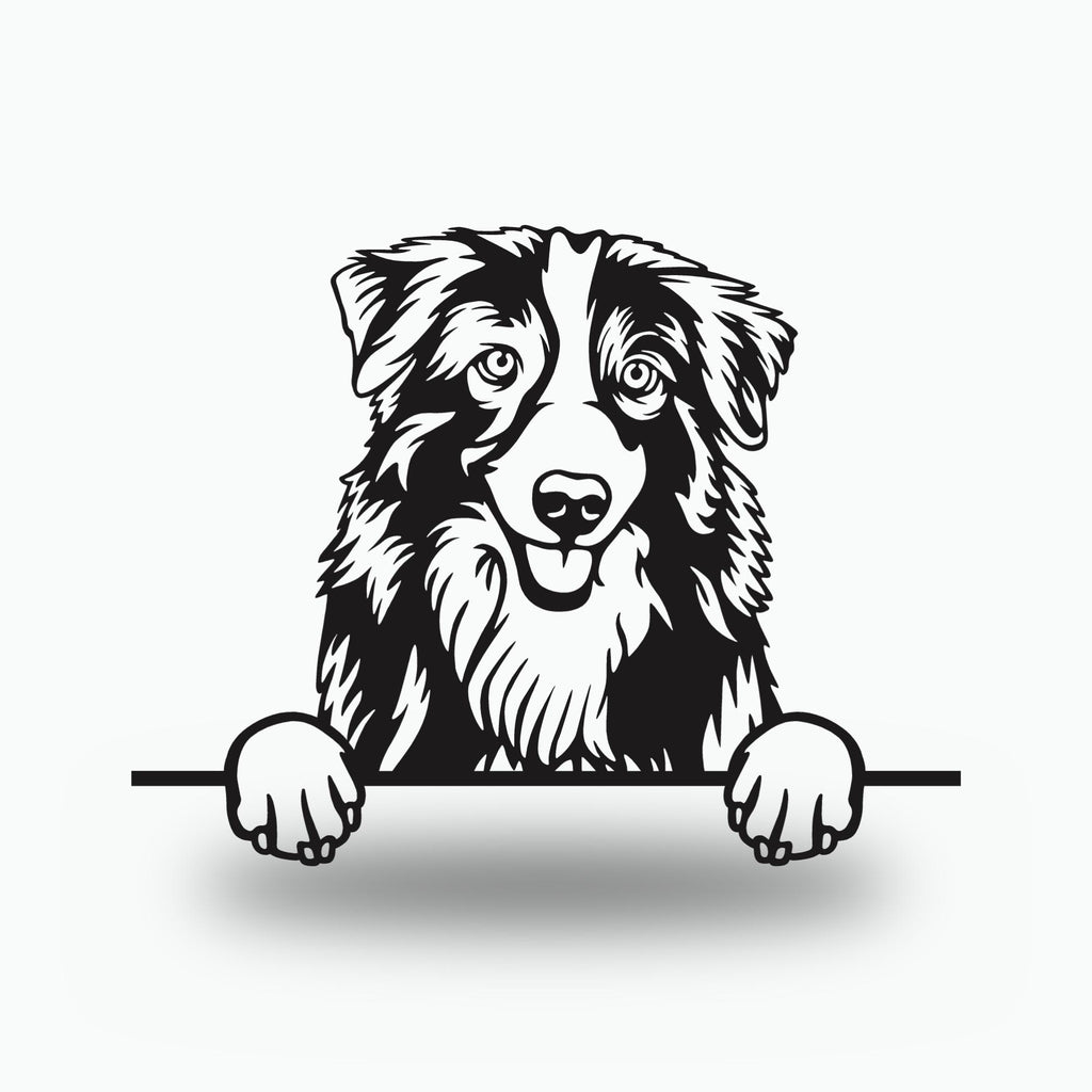 Australian Shepherd Dog Lover Gift Metal Dog Sign — front view on white background