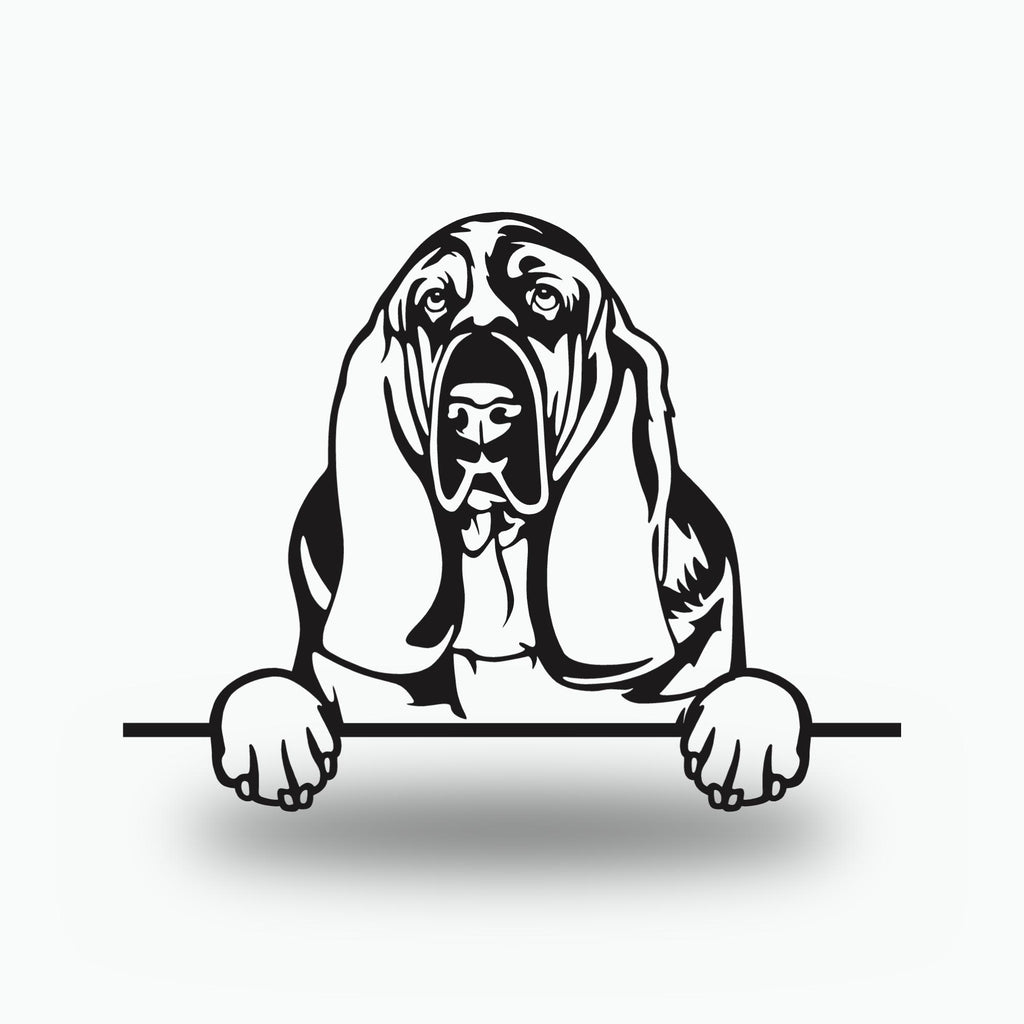 Basset Hound Dog Lover Gift Metal Dog Sign — front view on white background