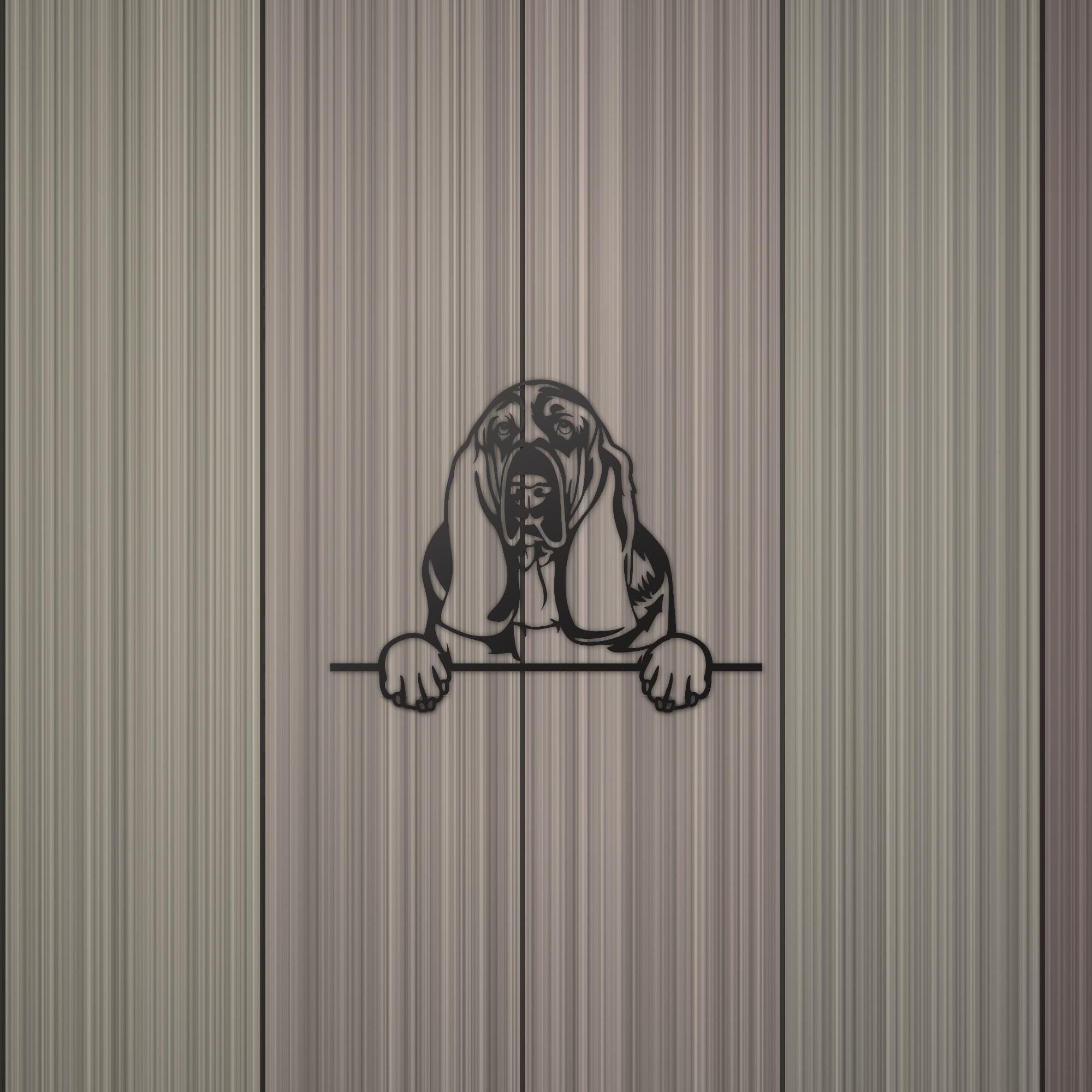 Basset Hound Dog Lover Gift Metal Dog Sign — detail view