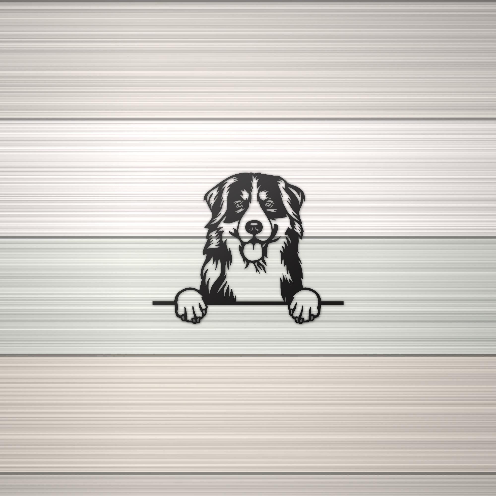 Bernese Mountain Dog Lover Gift Metal Dog Sign — shown on a rustic wall