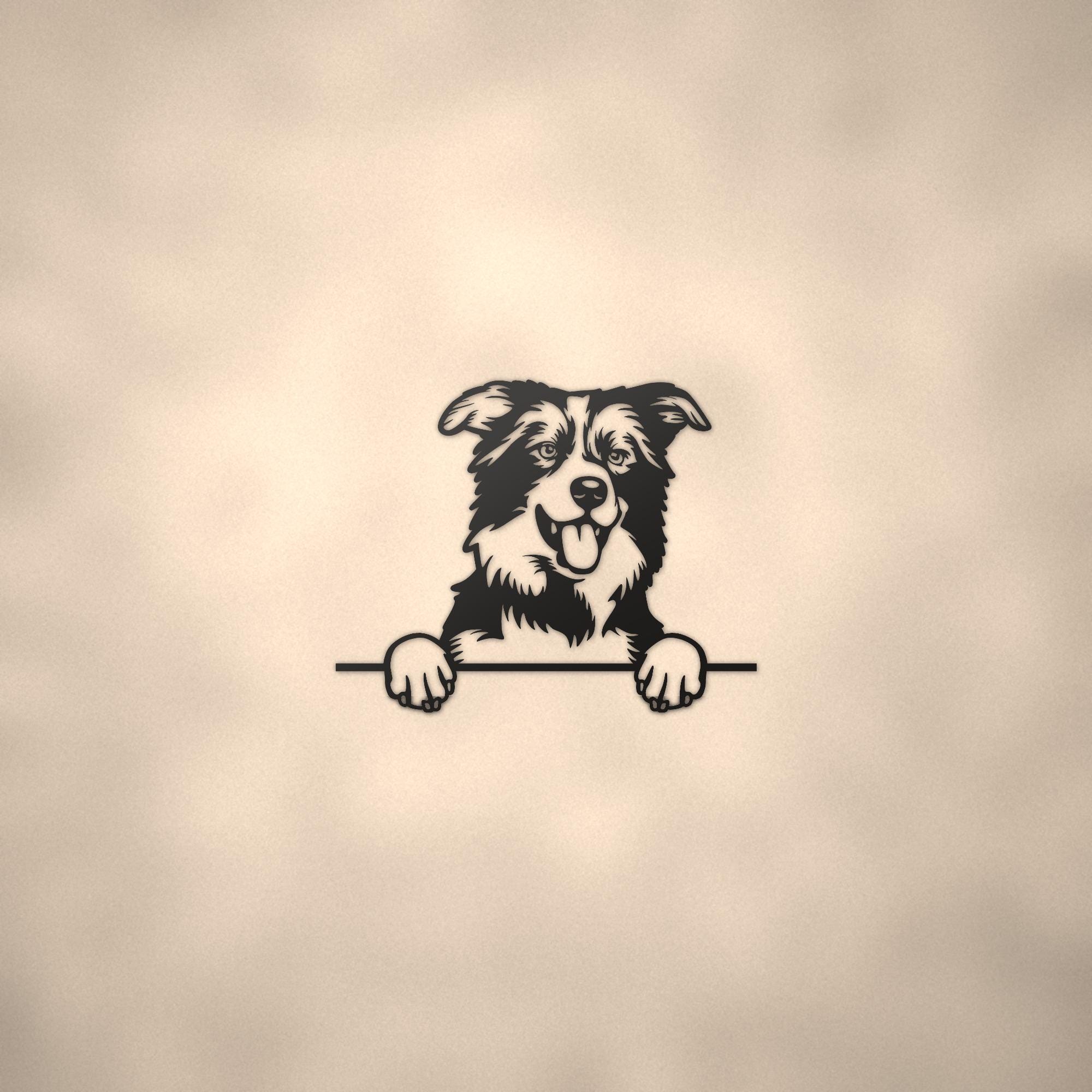 Border Collie Dog Lover Gift Metal Dog Sign — lifestyle setting