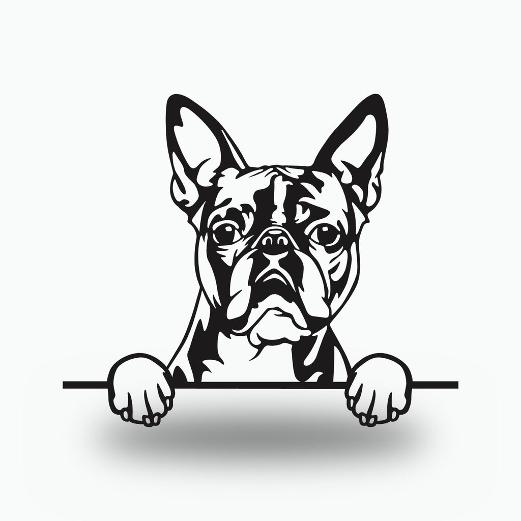 Boston Terrier Dog Lover Gift Metal Dog Sign — front view on white background