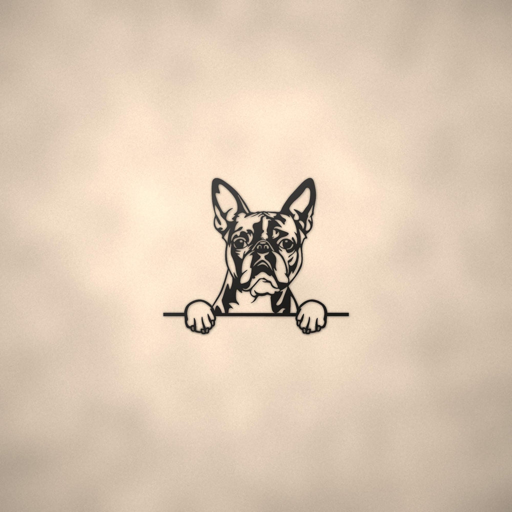 Boston Terrier Dog Lover Gift Metal Dog Sign — lifestyle setting