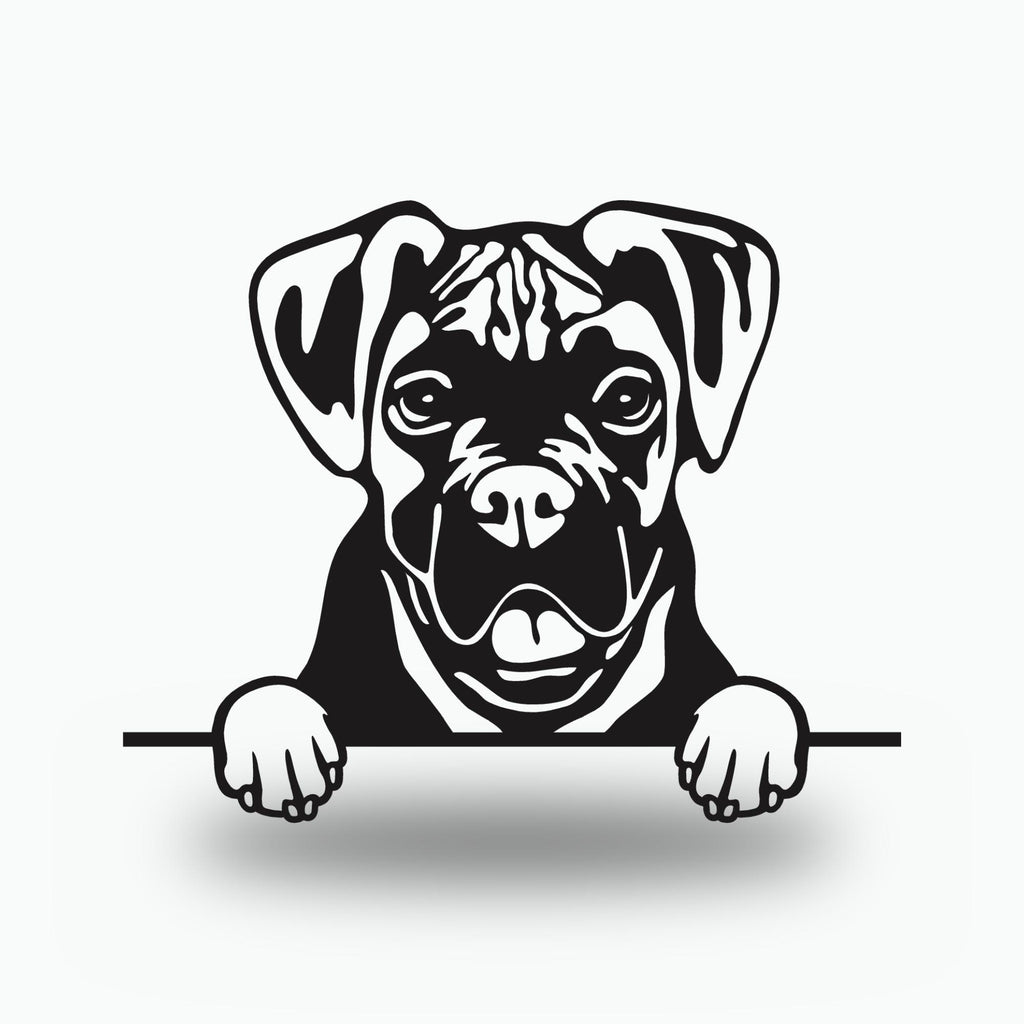 Boxer Dog Lover Gift Metal Dog Sign — front view on white background