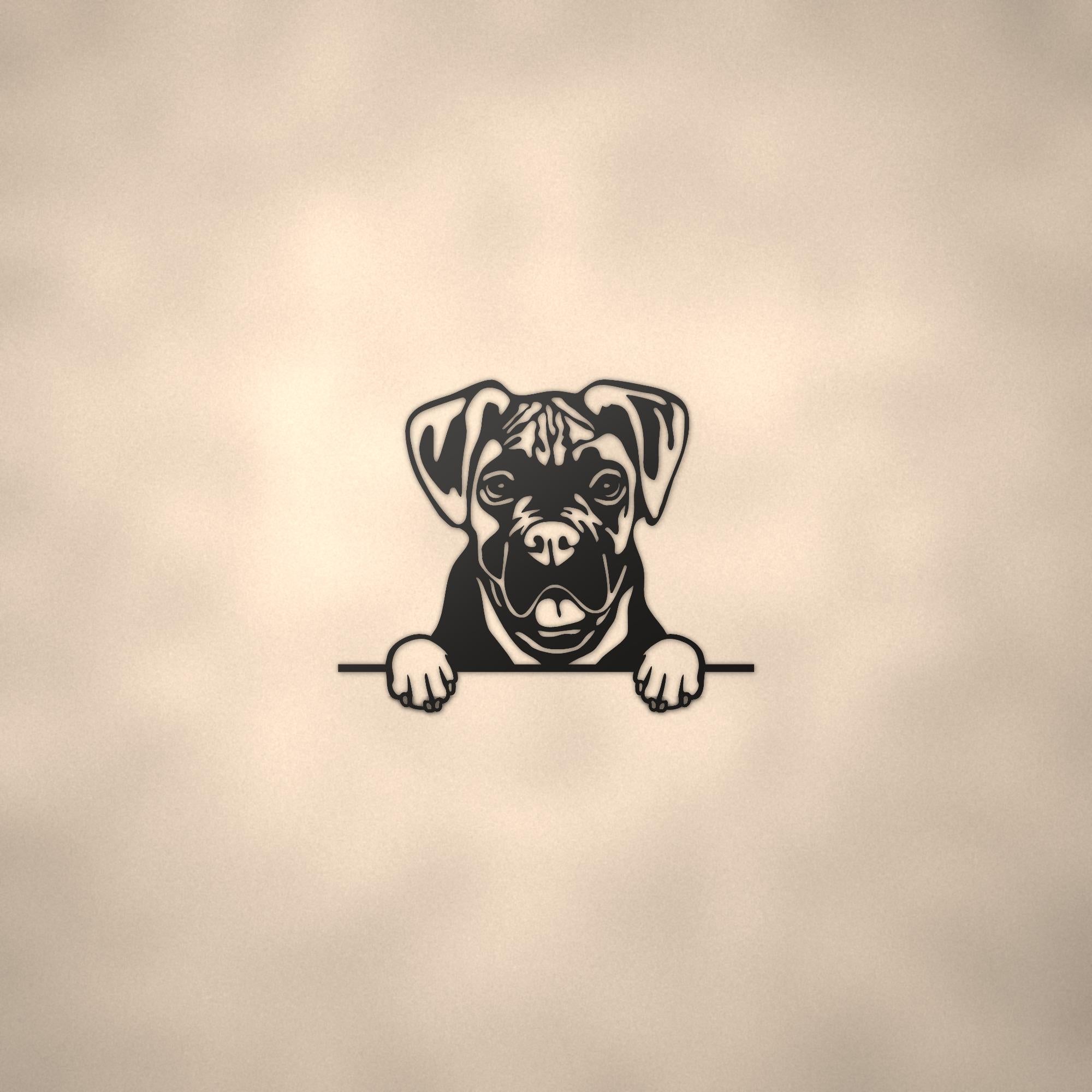 Boxer Dog Lover Gift Metal Dog Sign — lifestyle setting