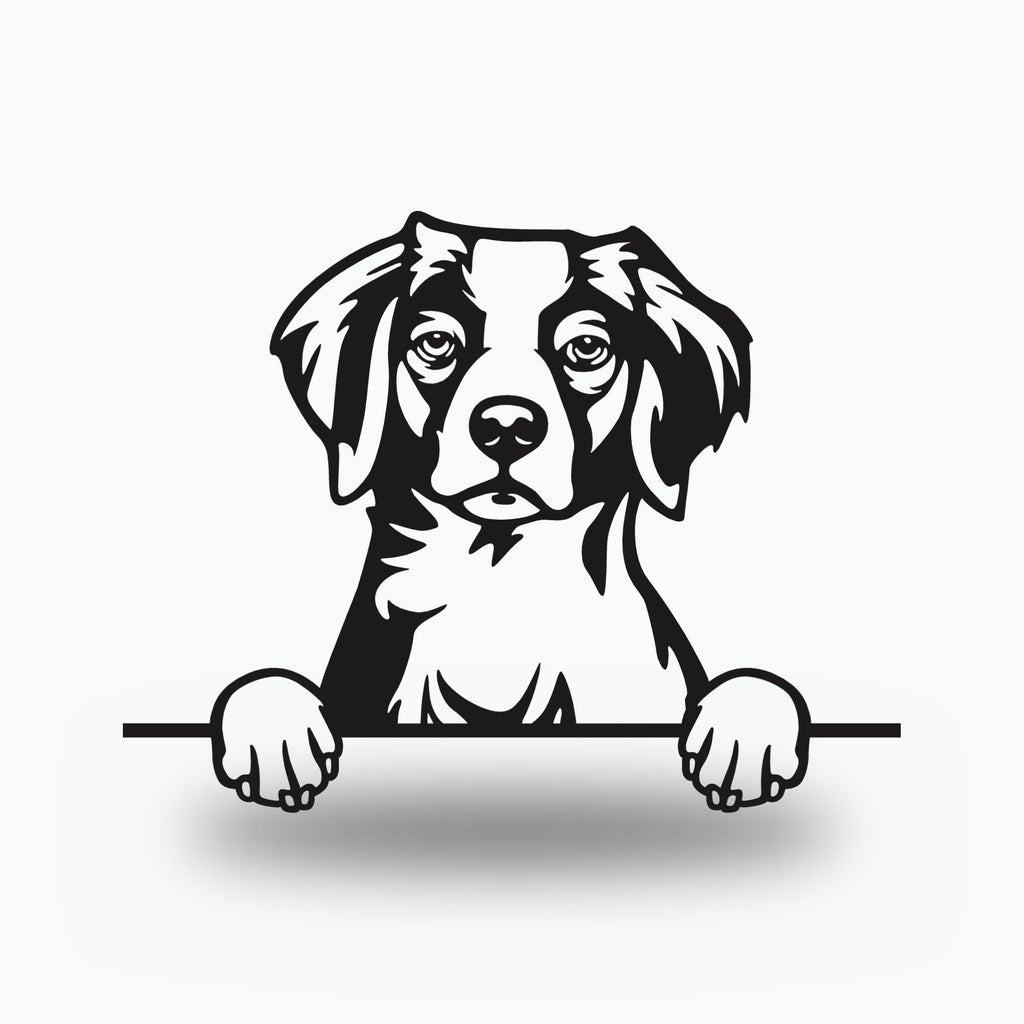 Brittany Dog Lover Gift Metal Dog Sign — front view on white background