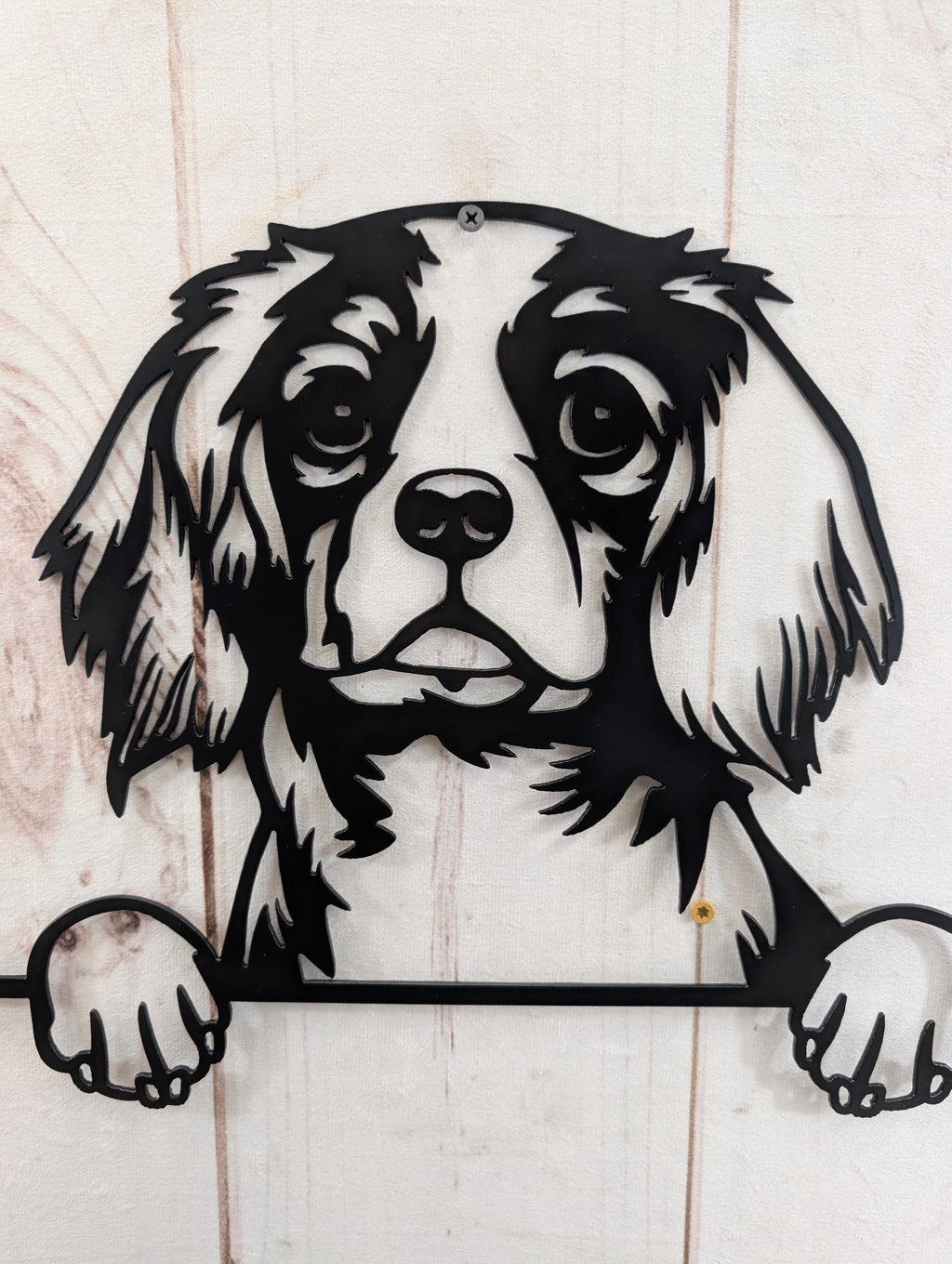 Cavalier King Charles Dog Metal Art Metal Dog Sign — detail view